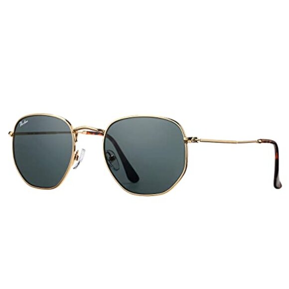 Small Square Sunglasses 100% Real Glass Lens Hexagonal Frame Unisex main image 7